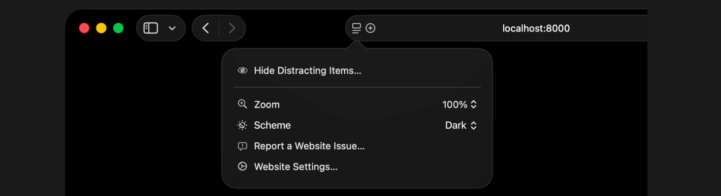 Proposed location for the scheme control in Safari in the Site settings menu